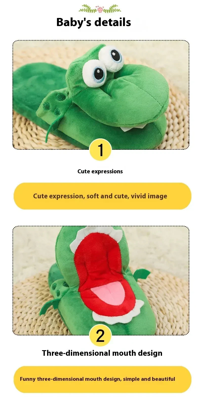 funny crocodile slippers open mouth while walking