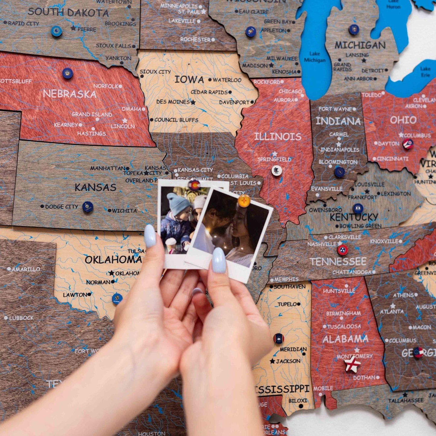 Wood 3D USA Map Wall Art - Fusion
