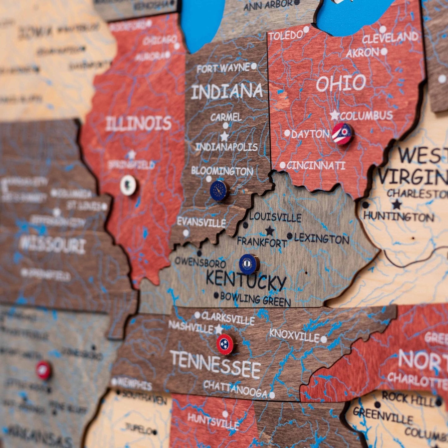 Wood 3D USA Map Wall Art - Fusion