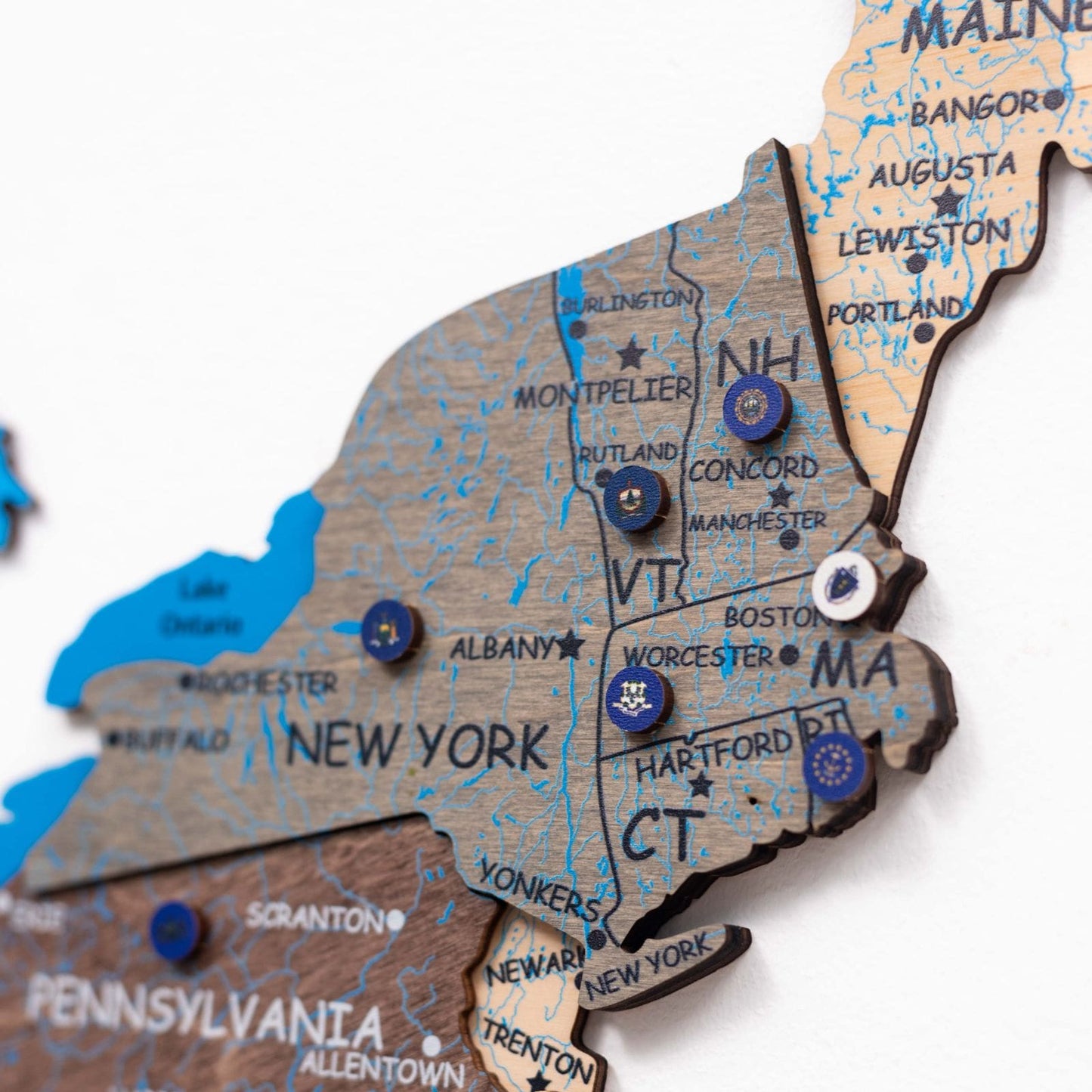 Wood 3D USA Map Wall Art - Fusion