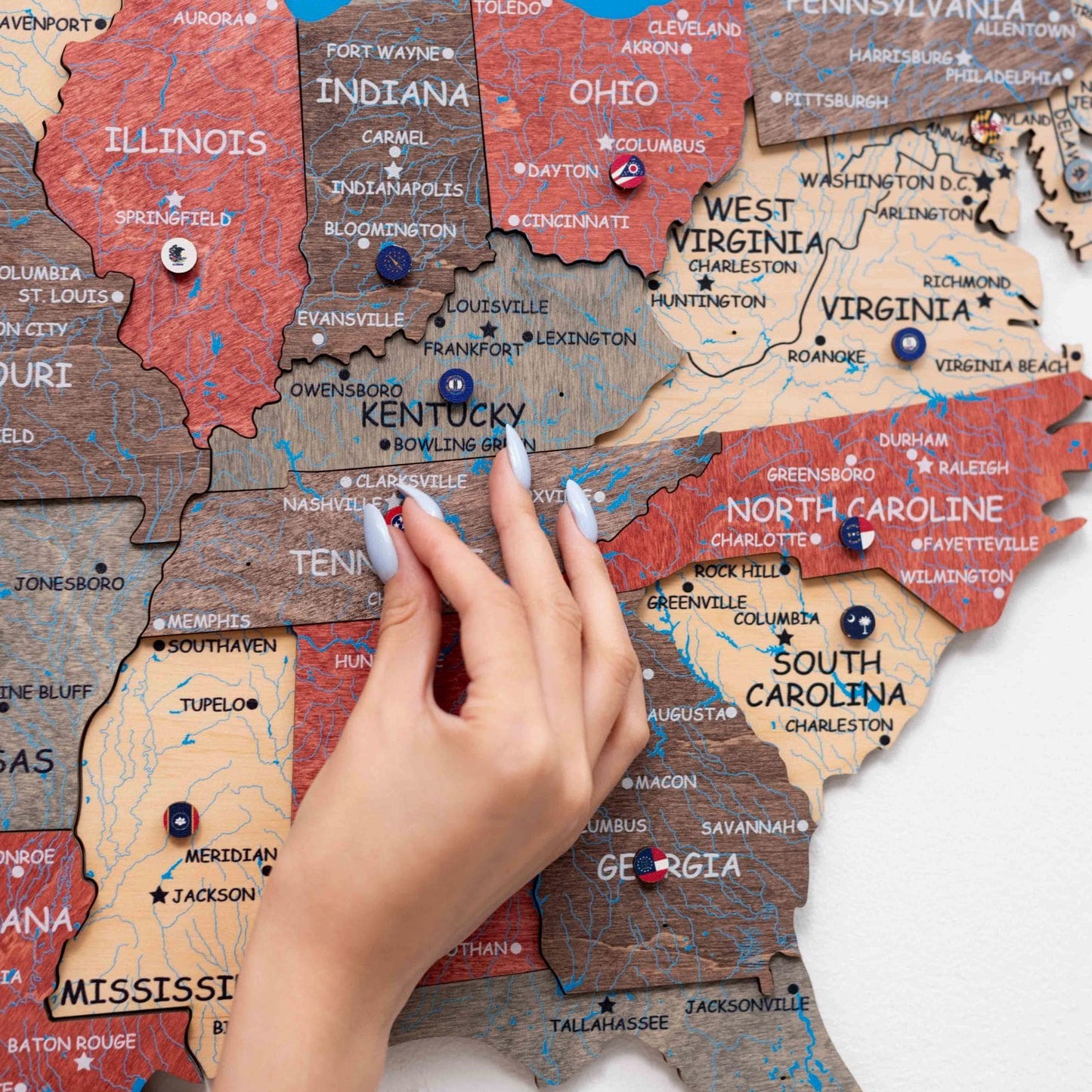 Wood 3D USA Map Wall Art - Fusion