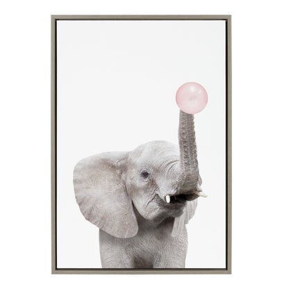 Sylvie Bubble Gum Elephant Framed Canvas by Amy Peterson Art Studio