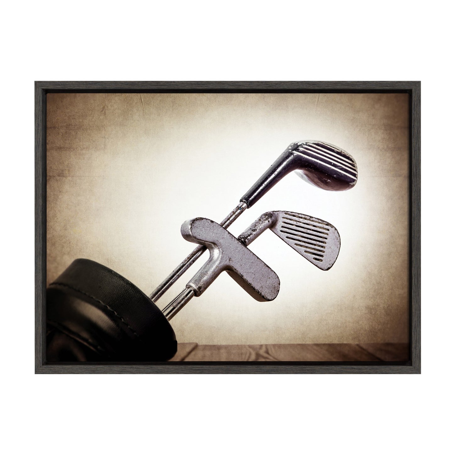 Vintage Golf Clubs Framed Canvas Wall Art