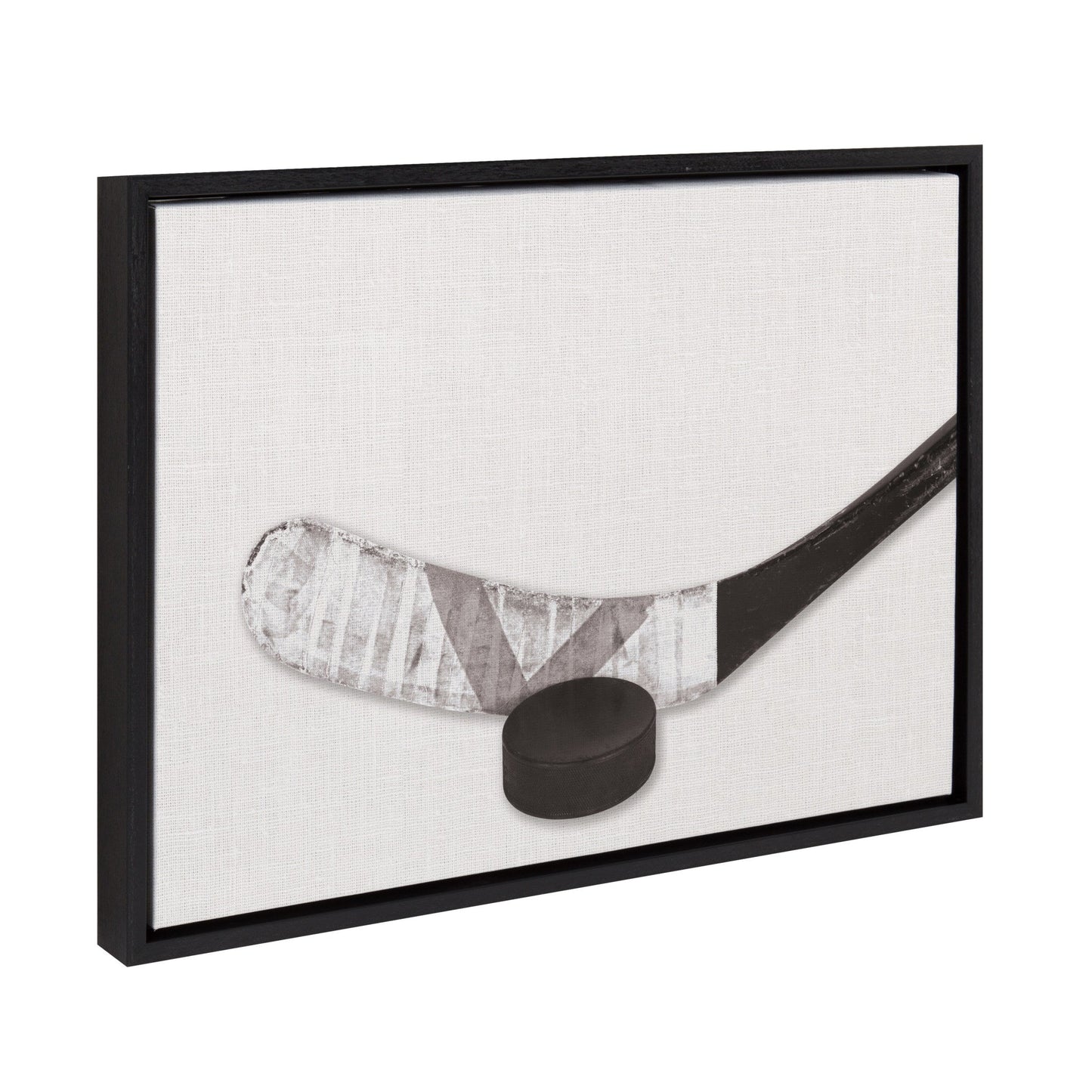 Hockey Stick and Puck Framed Canvas Wall Art