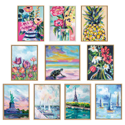 Sylvie Surf and Sand and Tropical Palms Study Framed Canvas Art Set by Rachel Christopoulos
