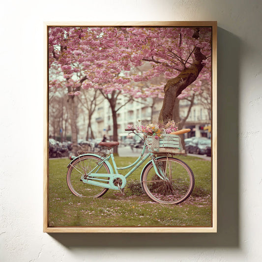 Bicycle Beneath Blossoming Canopy
