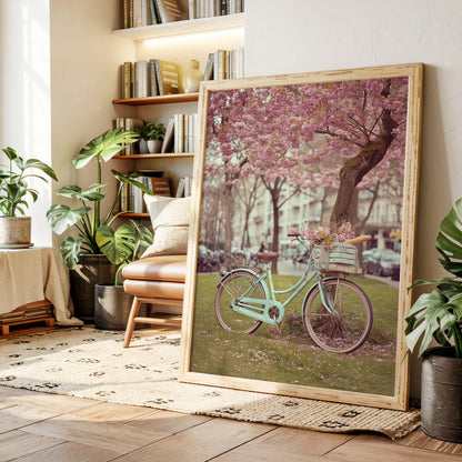 Cherry Blossom Bicycle Spring Wall Art Print