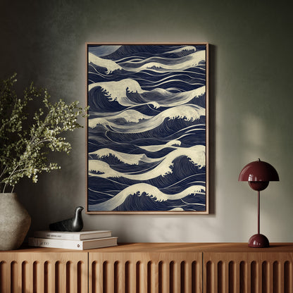 Ocean Waves Japandi Wall Art Print