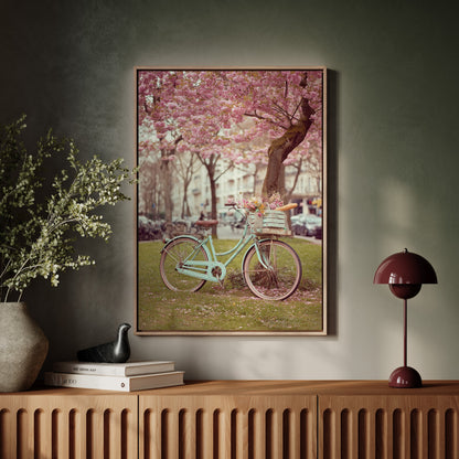 Cherry Blossom Bicycle Spring Wall Art Print