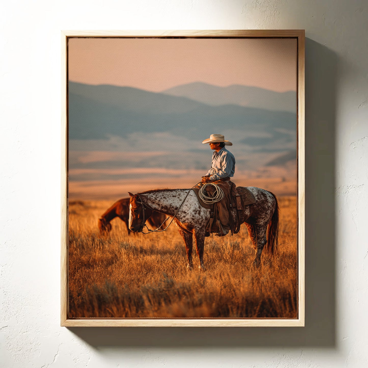 Sunlit Prairie Cowboy Western Wall Art Print