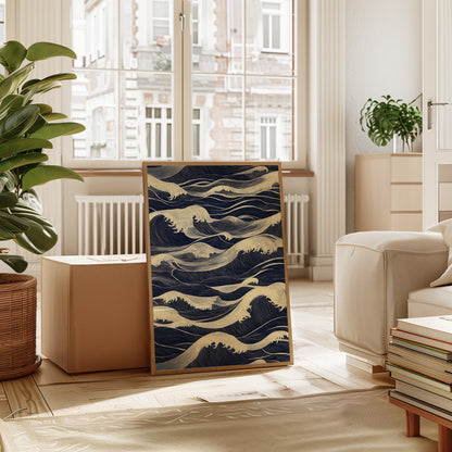 Ocean Waves Japandi Wall Art Print