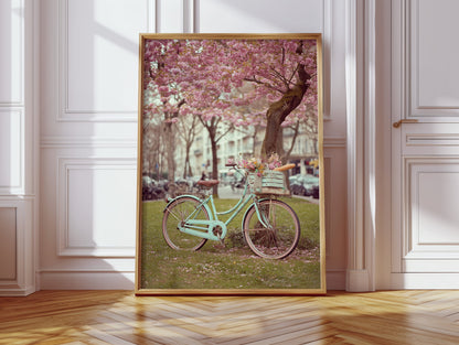 Cherry Blossom Bicycle Spring Wall Art Print