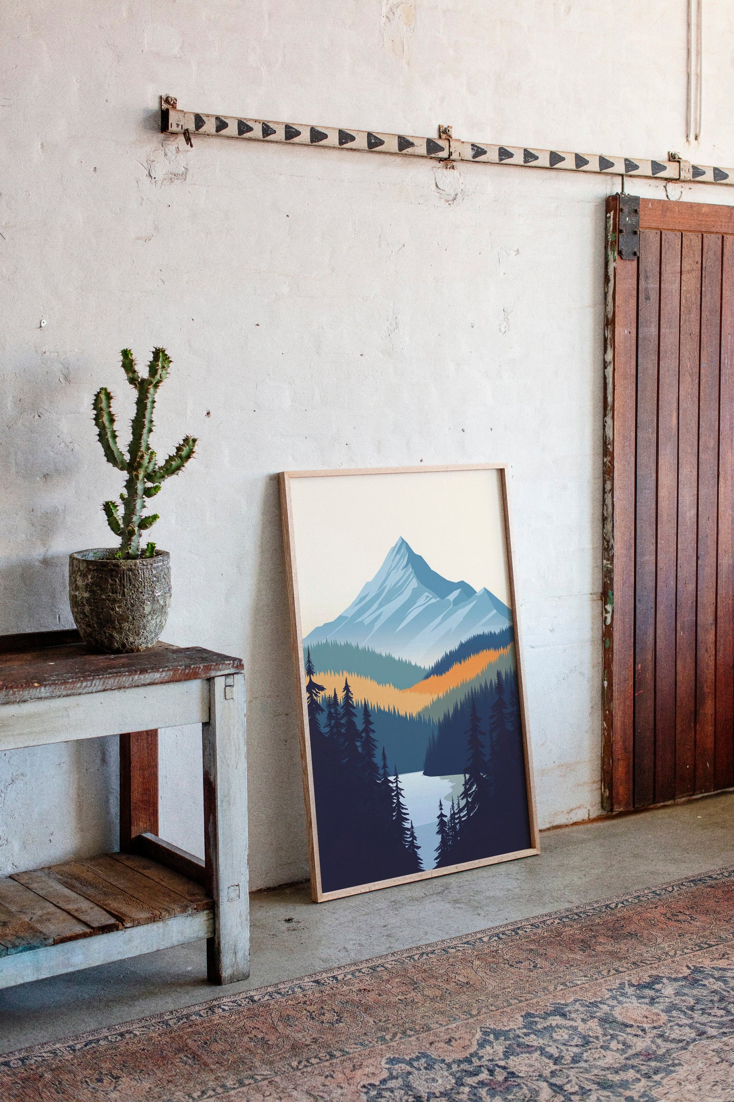 Serene Peaks Modern Mountain Landscape Print