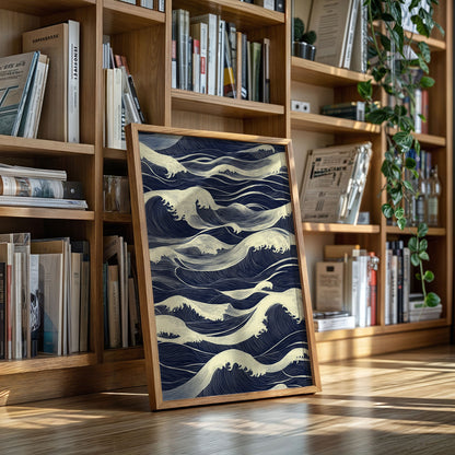 Ocean Waves Japandi Wall Art Print