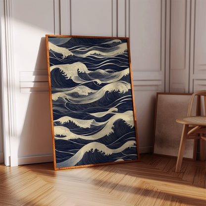 Ocean Waves Japandi Wall Art Print