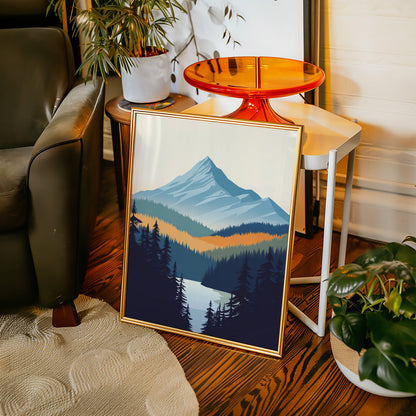 Serene Peaks Modern Mountain Landscape Print