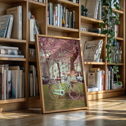 Cherry Blossom Bicycle Spring Wall Art Print