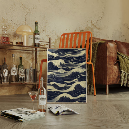 Ocean Waves Japandi Wall Art Print