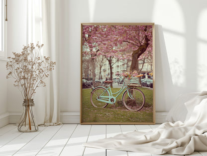 Cherry Blossom Bicycle Spring Wall Art Print