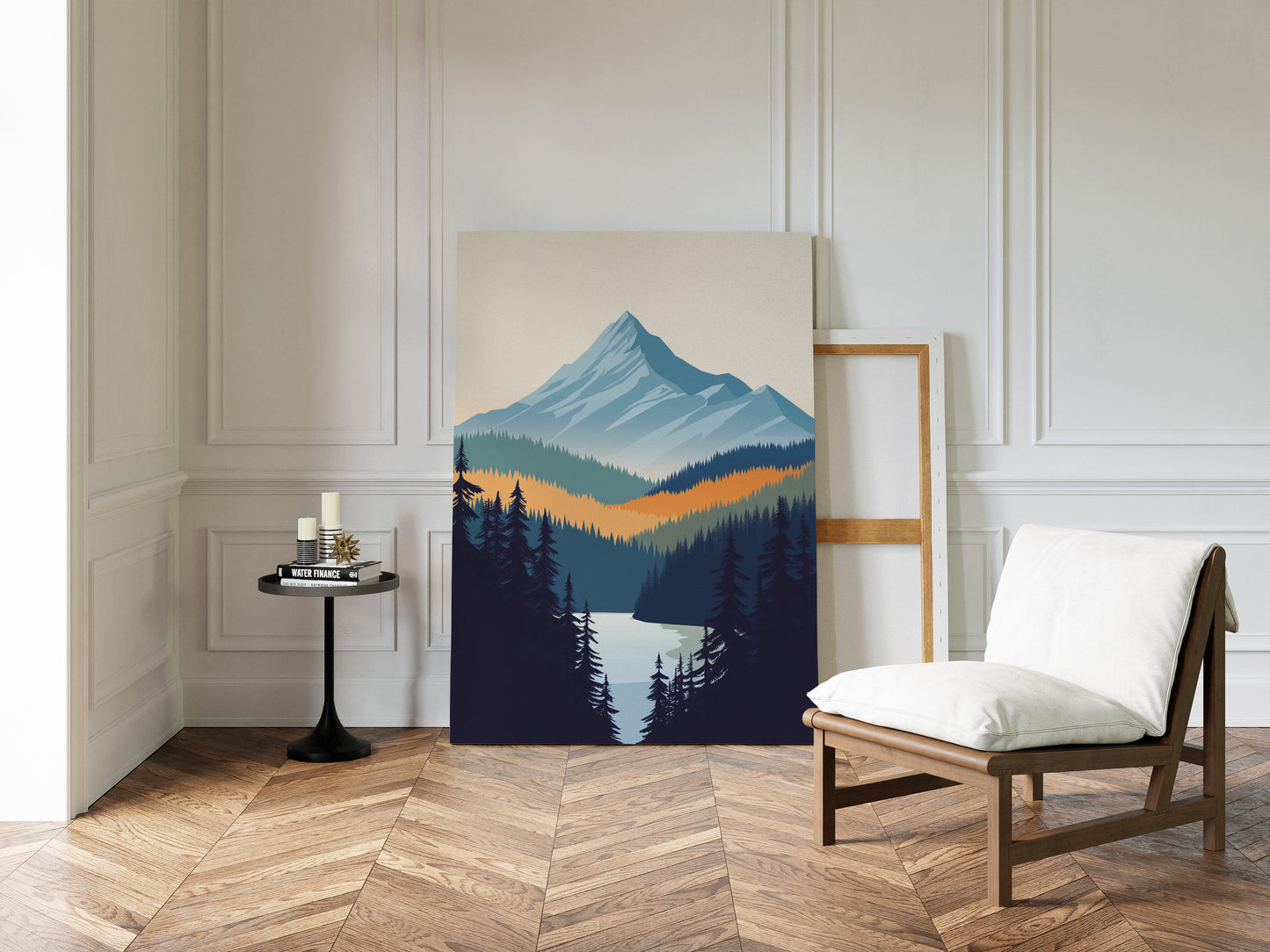 Serene Peaks Modern Mountain Landscape Print
