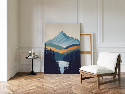 Serene Peaks Modern Mountain Landscape Print