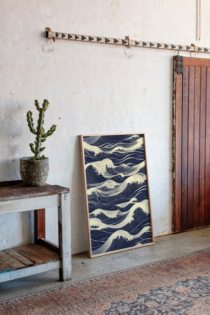 Ocean Waves Japandi Wall Art Print