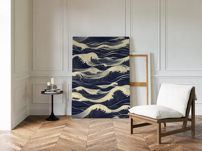 Ocean Waves Japandi Wall Art Print