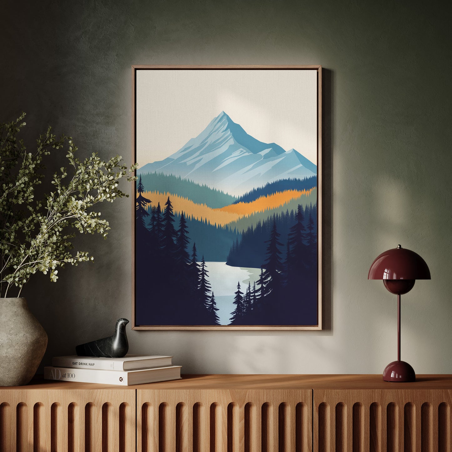 Serene Peaks Modern Mountain Landscape Print