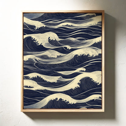 Ocean Waves Japandi Wall Art Print