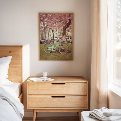 Cherry Blossom Bicycle Spring Wall Art Print