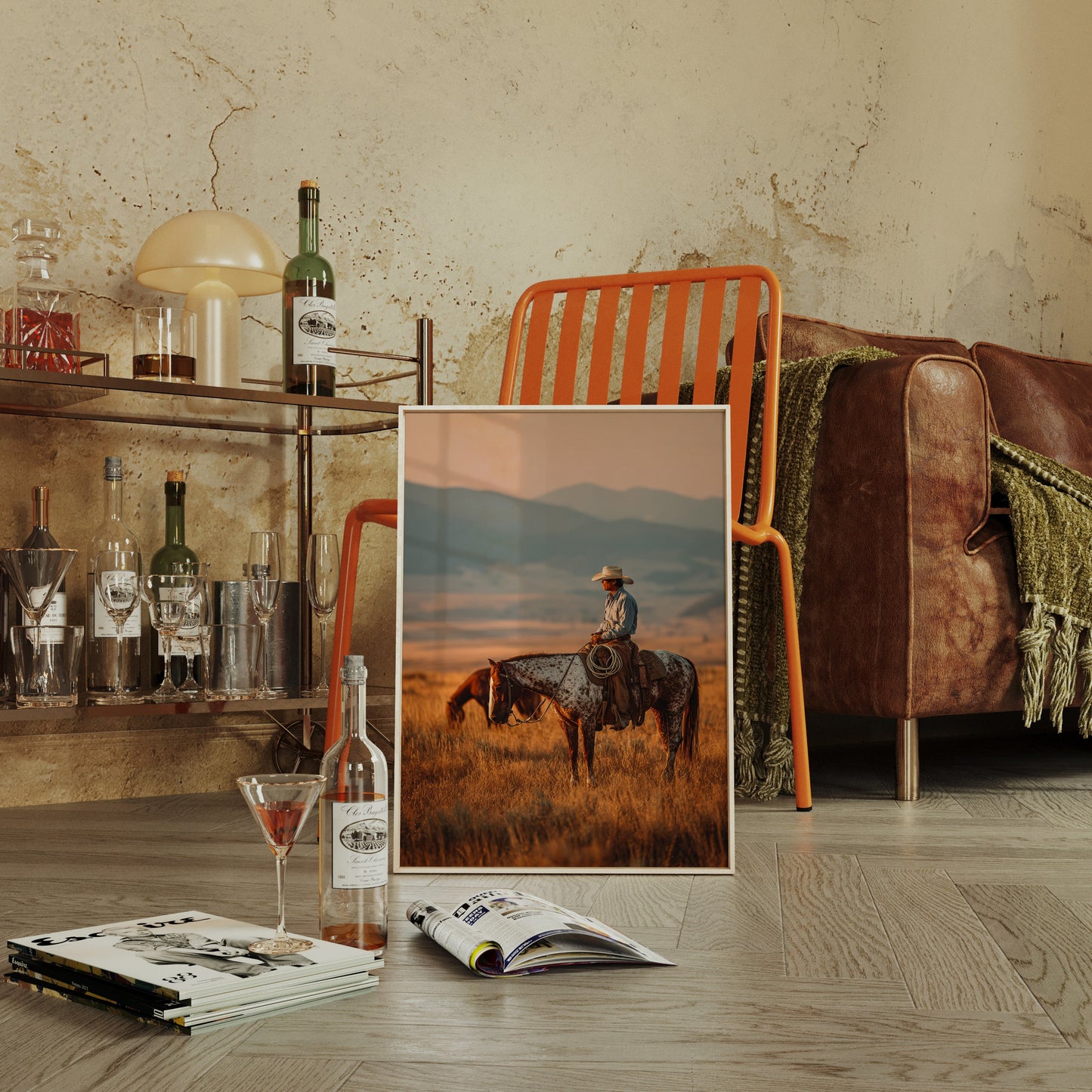 Sunlit Prairie Cowboy Western Wall Art Print