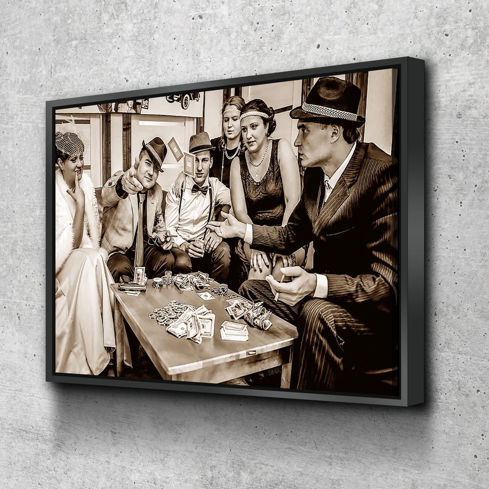 Gangsters canvas wall art for man cave and bar decor