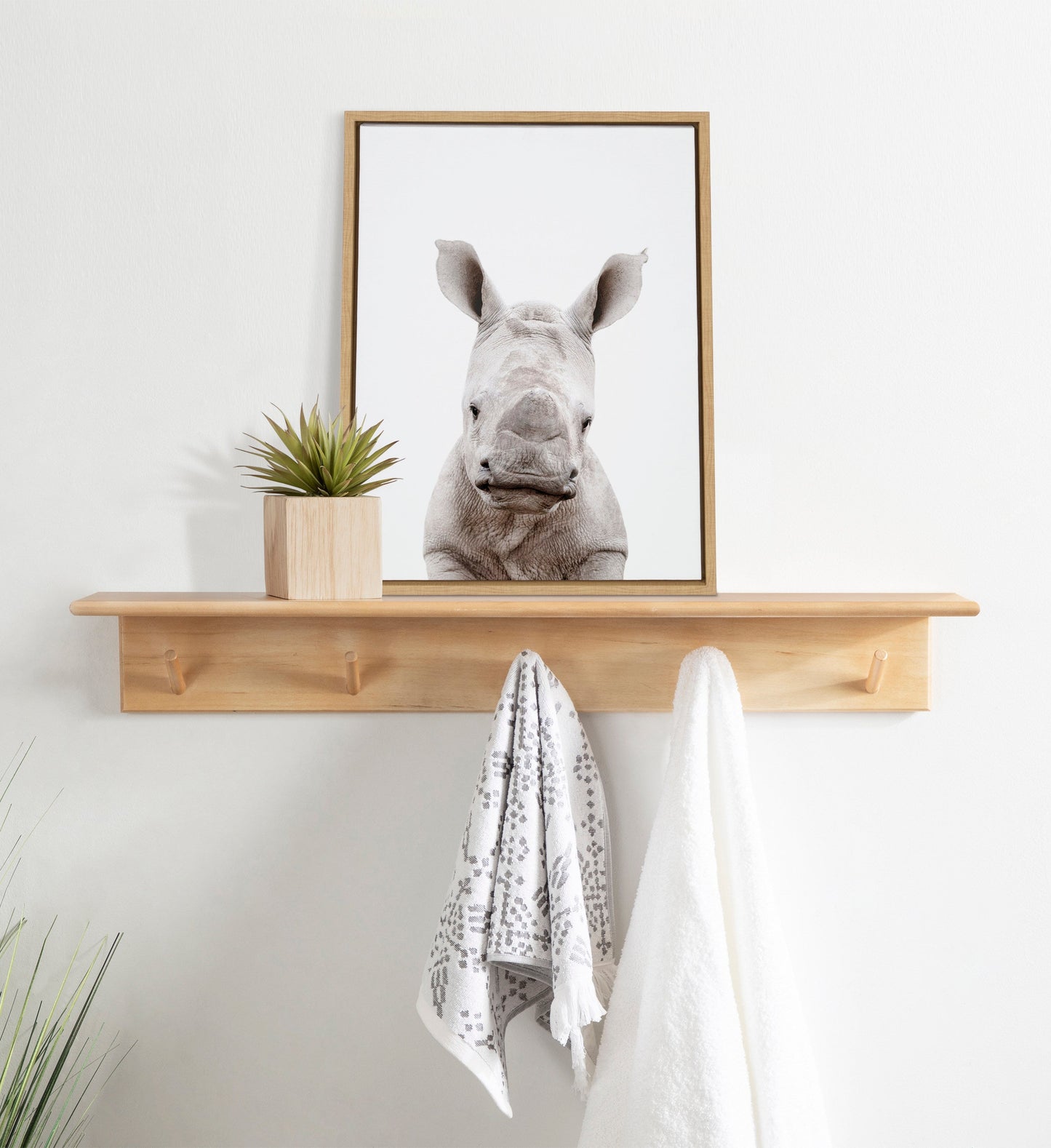 Sylvie Animal Studio Baby Rhino Framed Canvas by Amy Peterson Art Studio