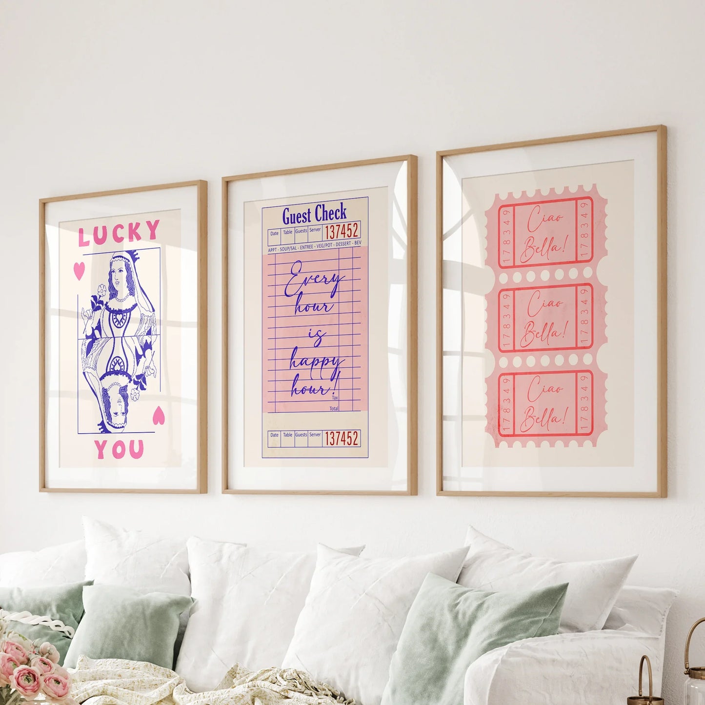 Guest Check Playing Card Retro Dopamine Wall Art Set