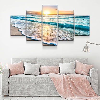 Good Morning Ocean View sunrise five-piece canvas wall art set