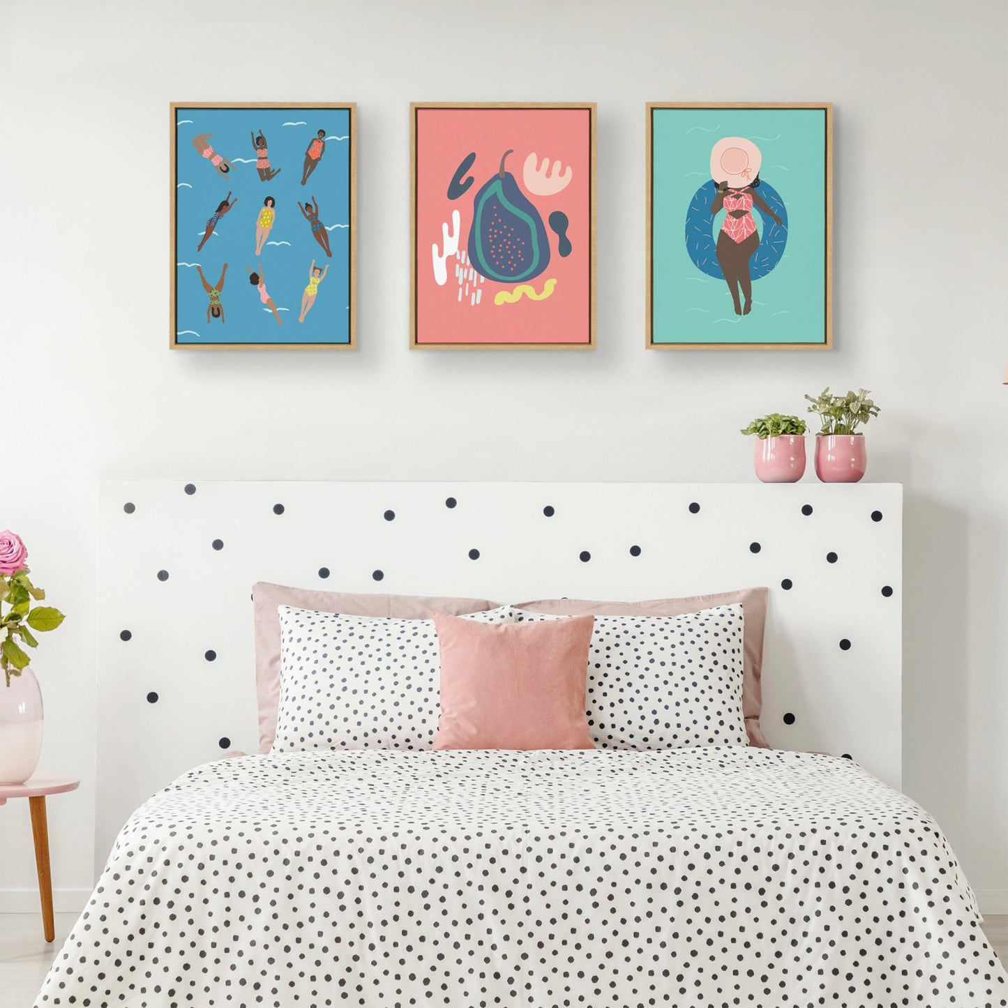 Coastal Swimmers Framed Canvas Wall Art