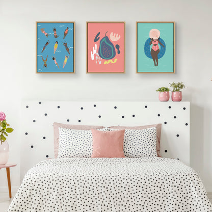 Sylvie Swimmers Framed Canvas by Queenbe Monyei