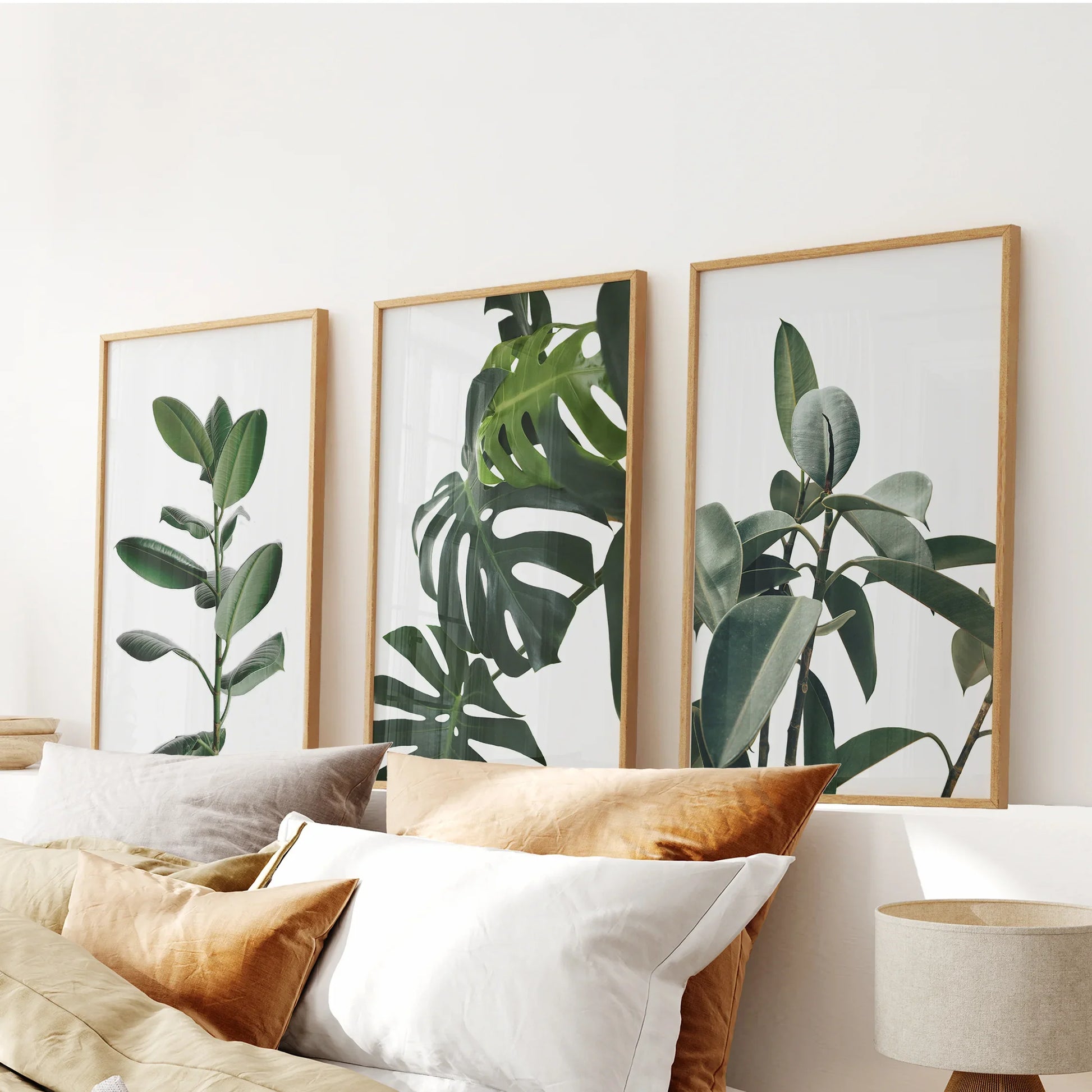 Tropical botanical wall art set of 3 monstera prints
