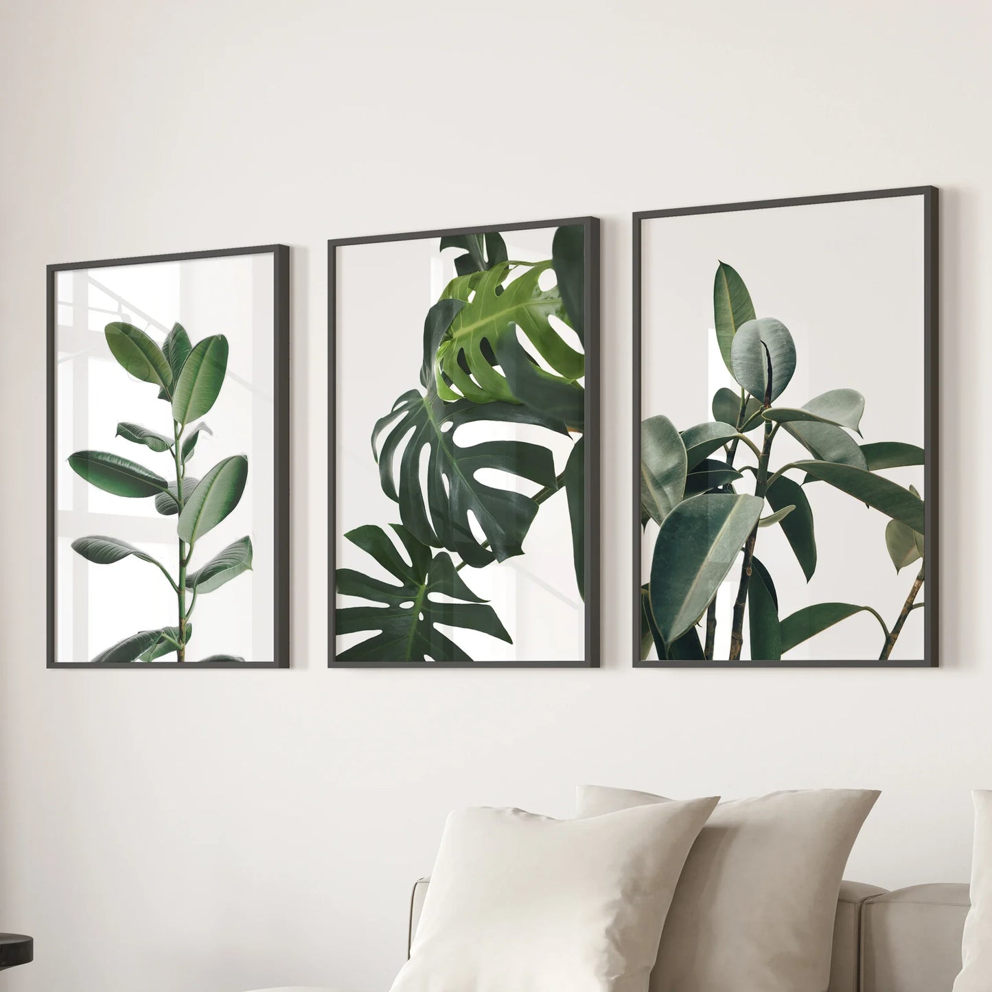 Tropical Botanical Wall Art Set of 3 Monstera Prints