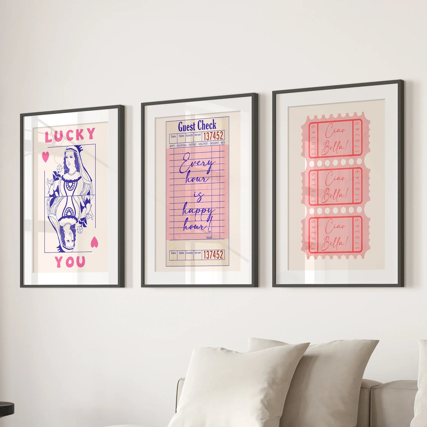 Guest Check Playing Card Retro Dopamine Wall Art Set
