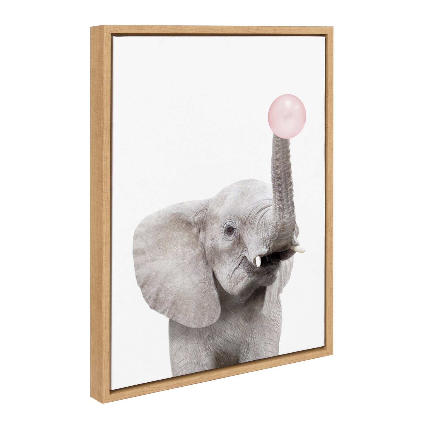 Bubble gum elephant framed canvas wall art