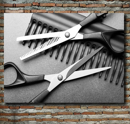 Scissors And Comb Hair Salon Barber Shop Canvas Wall Art