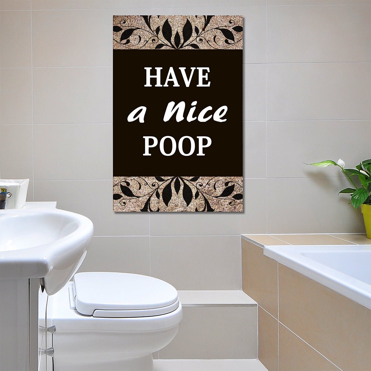 Have a nice poop funny bathroom canvas wall art framed decor
