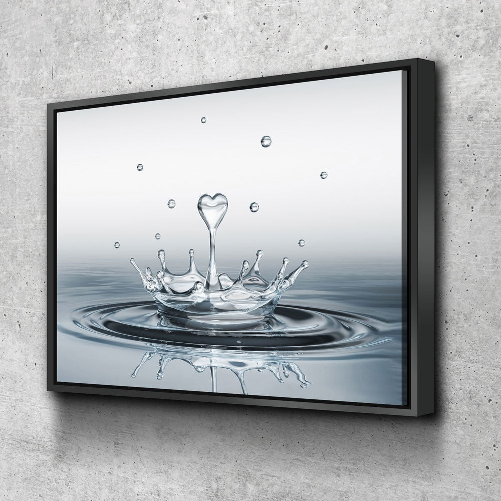 Heart Water Splash Canvas Wall Art, Bathroom Decor