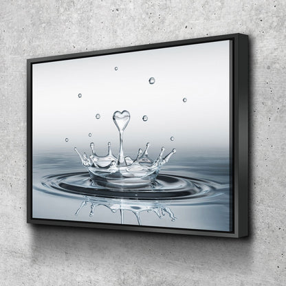 Heart Water Splash Canvas Wall Art, Bathroom Decor
