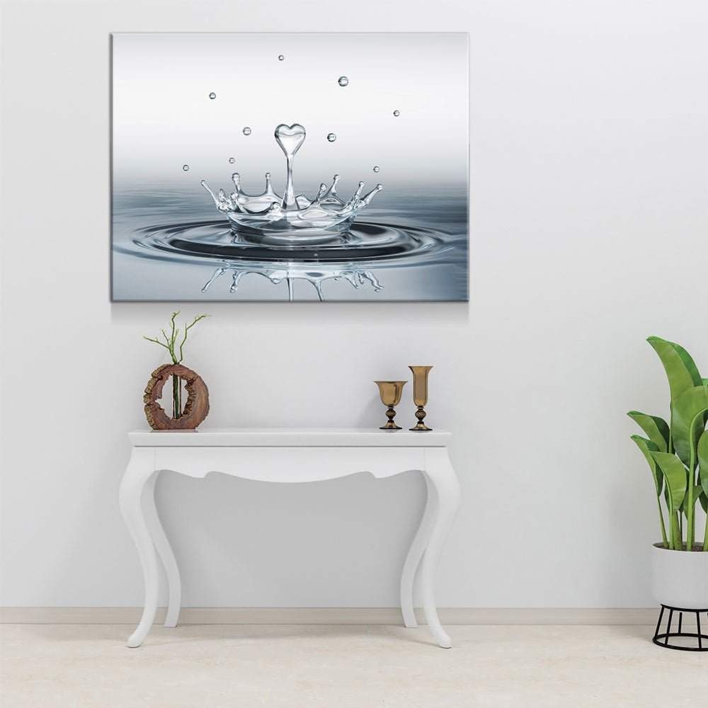 Heart Water Splash Canvas Wall Art, Bathroom Decor