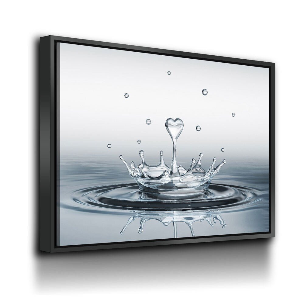 Heart Water Splash canvas wall art, modern bathroom decor