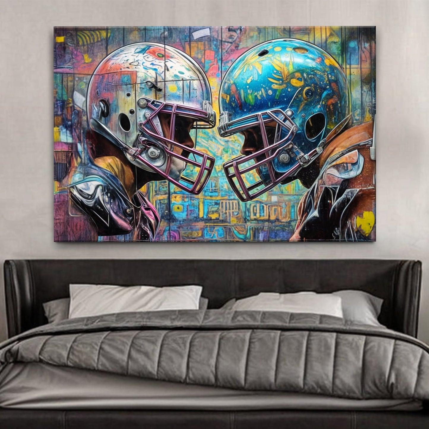 Helmet Clash Sports Canvas Wall Art