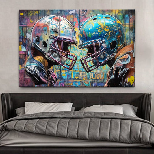 Helmet Clash Sports Canvas Wall Art