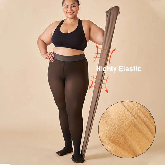 high stretch demonstration of fleece lined tights
